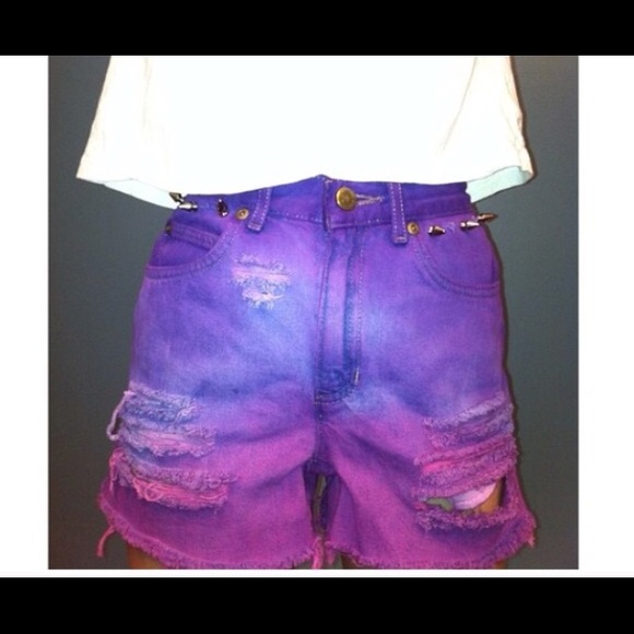 Denim - Vintage Purple ombré high waisted shorts